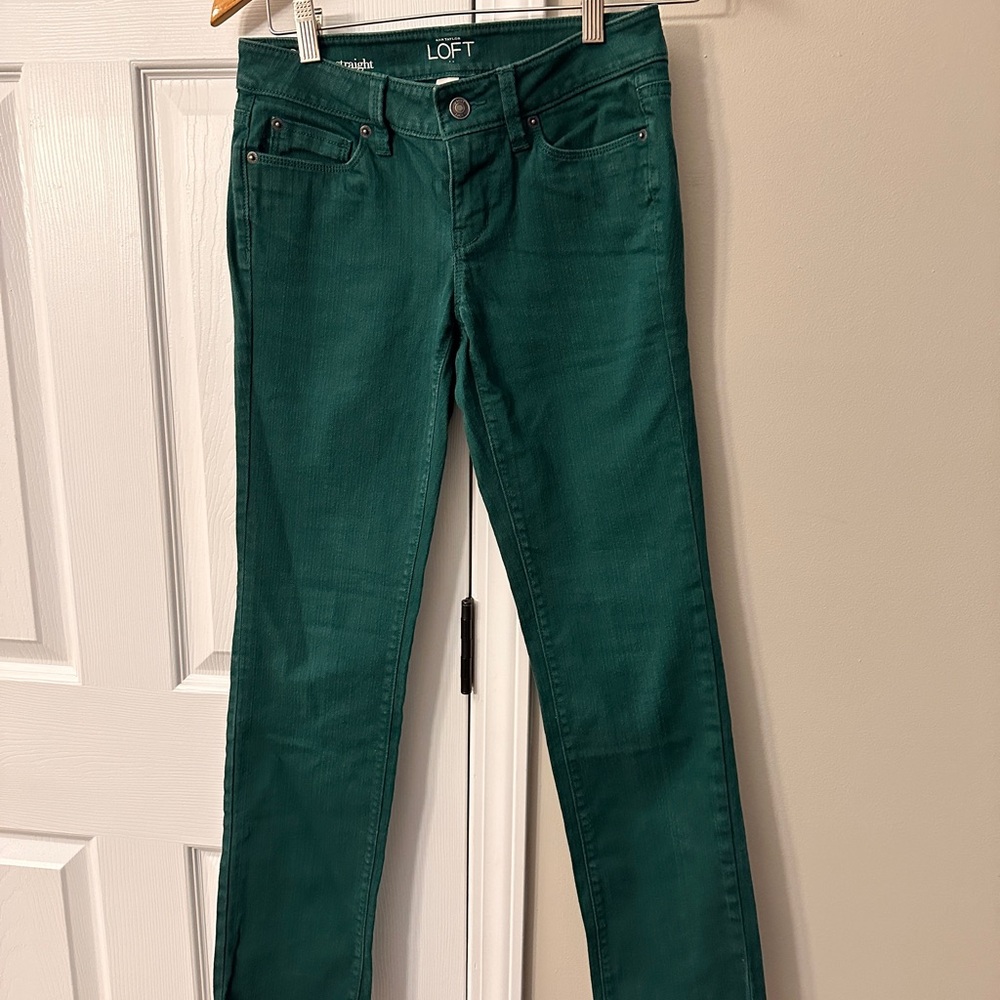 Ann Taylor LOFT Green Modern Straight Jeans sz 0